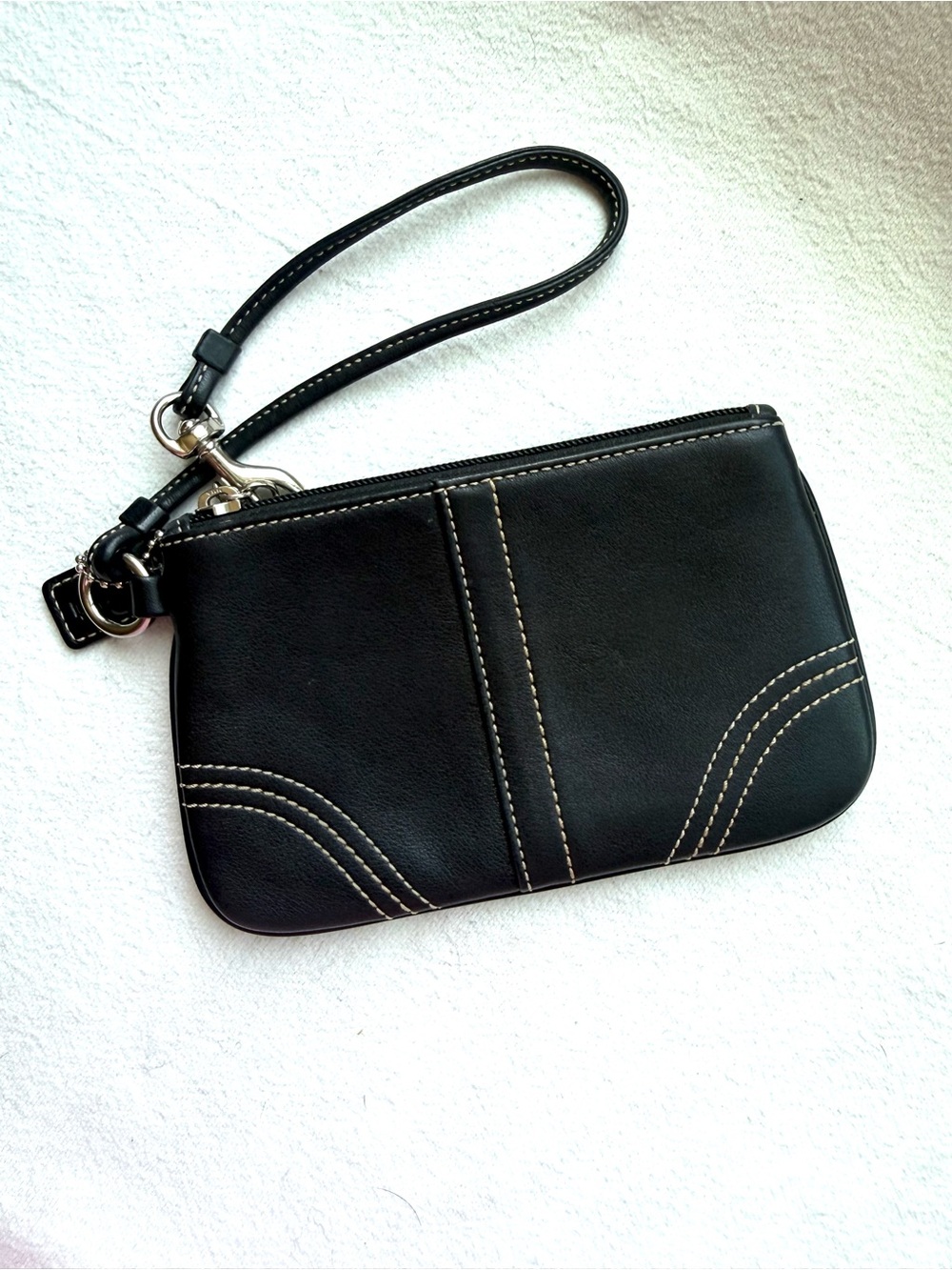 Coach Black Leather Wristlet with Strap